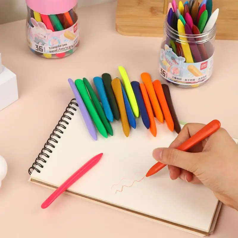 36 Colors Washable Crayon Triangular Wax Crayons Anti Dirty Hand Drawing Pen For Kids Kindergarten School Art Painting Use