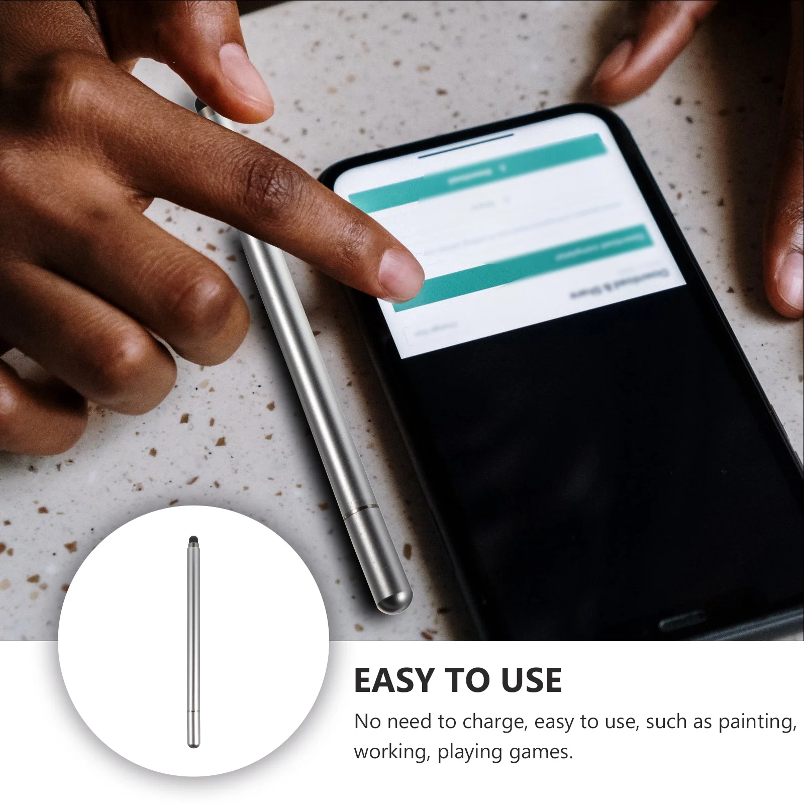 

Magnetic Capacitive Stylus Pen 2-In-1 Disc Touch Screen Tablet Pen Durable Alloy Smooth Compact Design Portable Universal