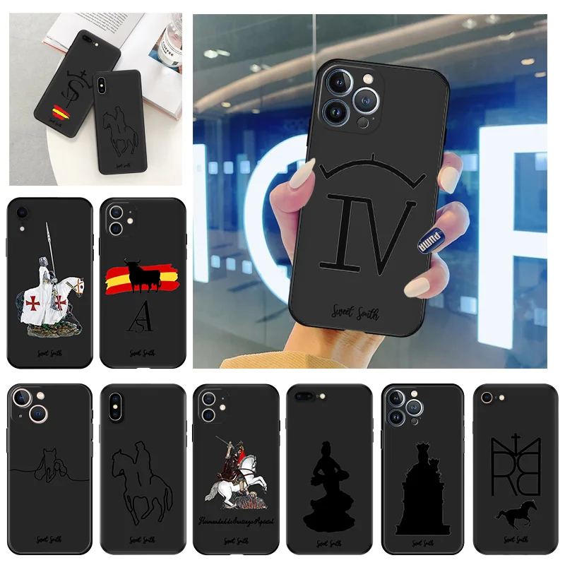 Phone Case for Apple iphone 16 Pro 15 12 11 13 Mini 14 Plus SE XR X XSMax King Knight Flamenco Dancer Soft Black Anti-Drop Cover