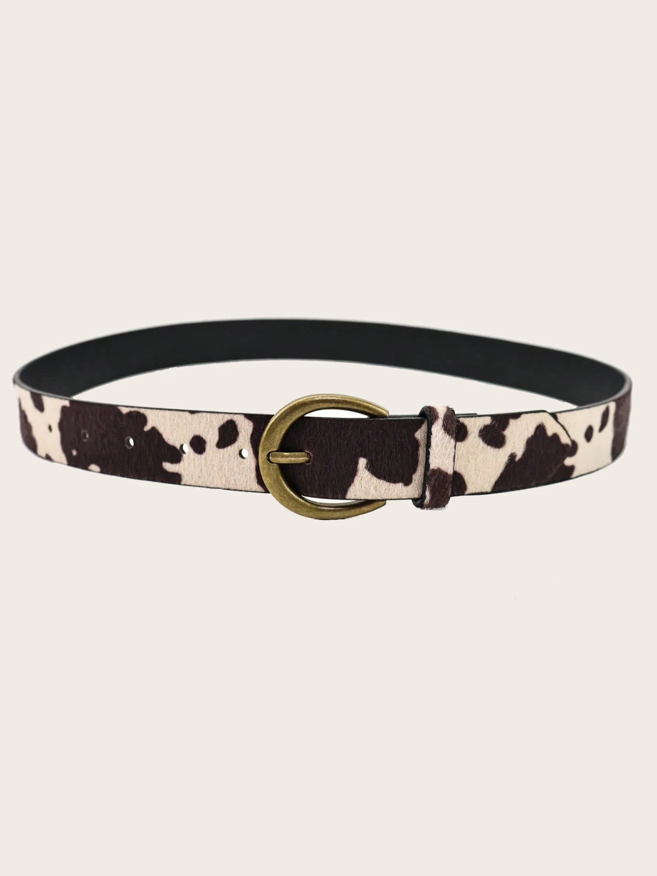 1Pc Western-Style Cow Print Women's Belt, Made of Horsehair, Y2K Fashion with Antique Bronze Buckle Decoration, Black and White Cow Print Belt, Western Accessories Belts, Suitable for Dresses, Casual Wear, Coats, Sweaters, Ideal for Casual Outings, Daily Commuting, Western Accessories, Fashion Accessories, Parties, Street Style, Campus, Dating, Music Festivals