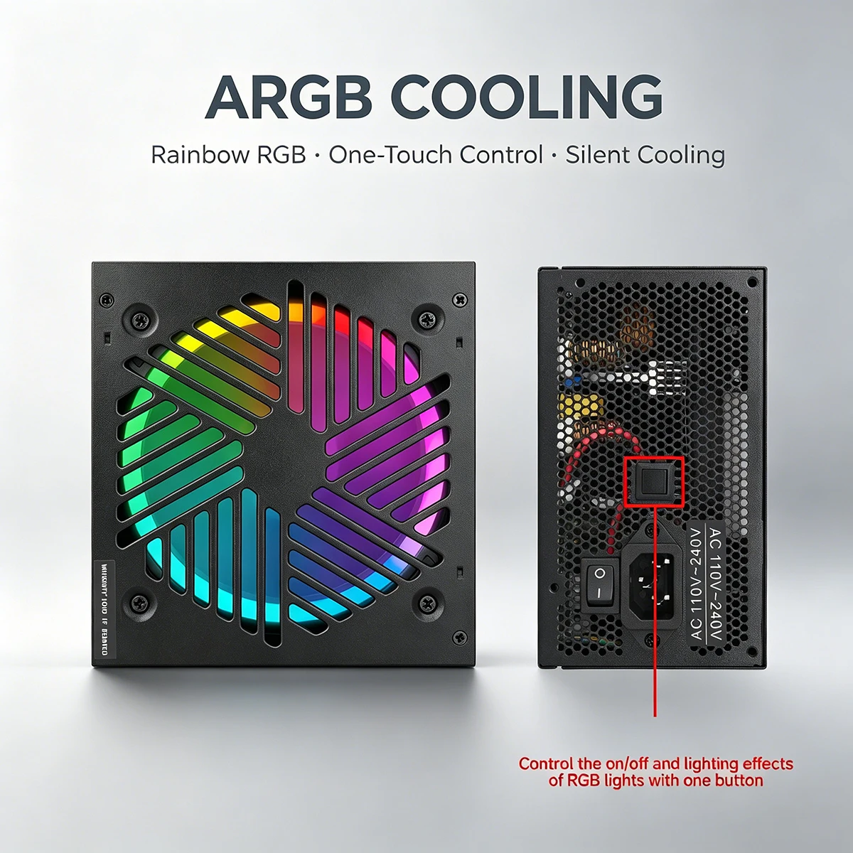 850W Power Supply Fully Modular RGB Gaming PSU 80 Plus Gold ATX 3.1 PCIe 5.1 12VHPWR 600W ARGB Fan for PC Desktop