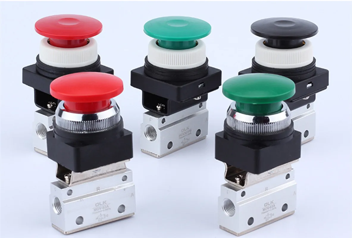 MOV-01 MOV-02 MOV-03A MOV321 MOV321PB/PP/PPL/EB/TB/LB 3 Way 2 Position Pneumatic Valve Mechanical Button Switch Valve