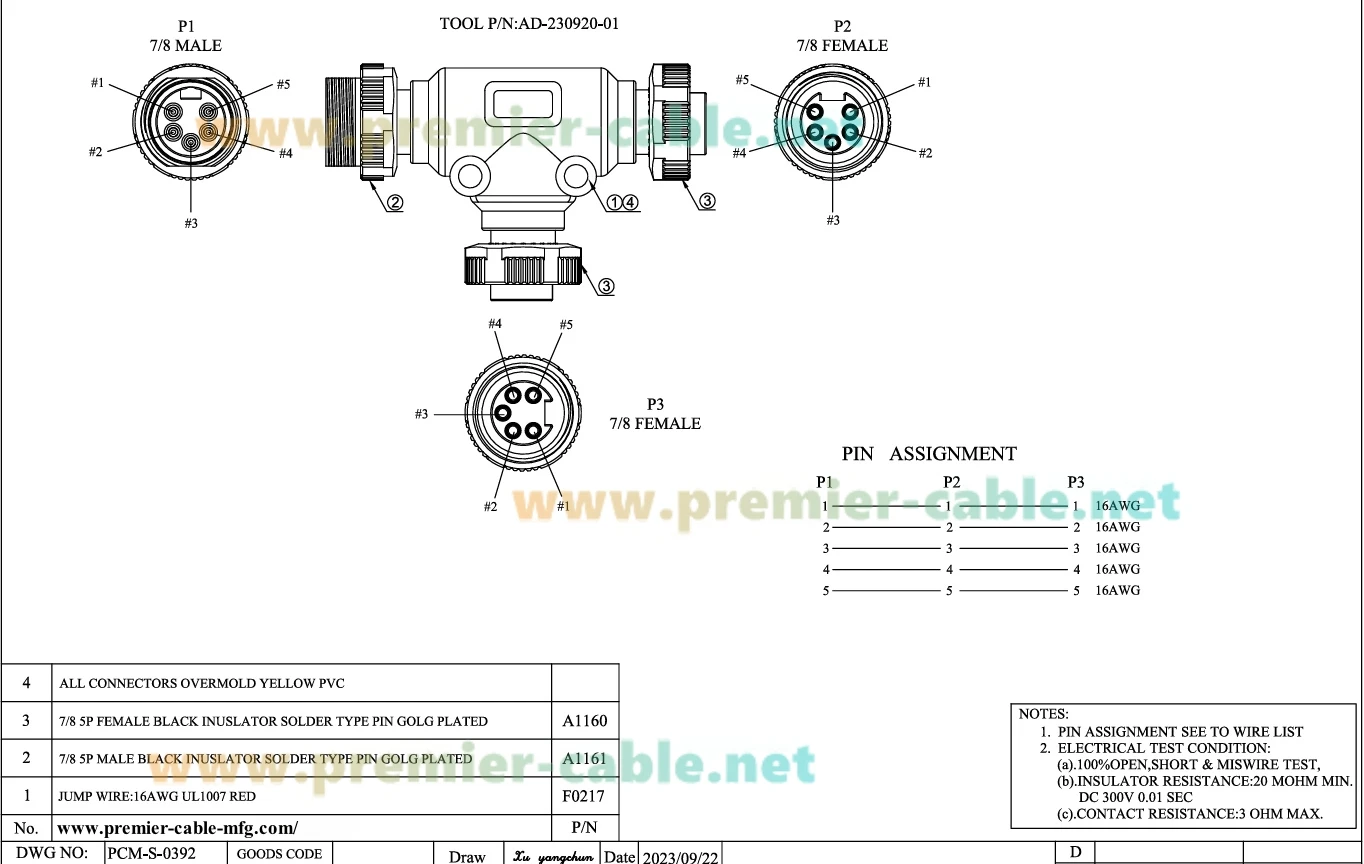3-Wege 7/8" 5-poliger Stecker-zu-Buchse-T-Verteiler IP67 Mini-Change Rundsteckverbinder Backbone-Trunk-Adapter für DeviceNet Canopen – Detail 6