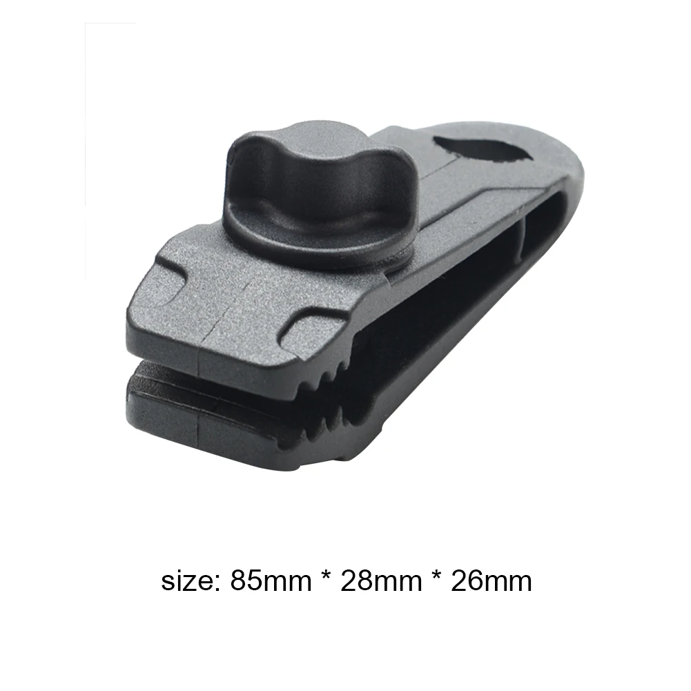 مشبك خيمة أسود للتخييم في الهواء الطلق من النايلون شديد التحمل ومقاوم للرياح وقبضة مشبك لملحقات خيمة قماش تظليل الحديقة