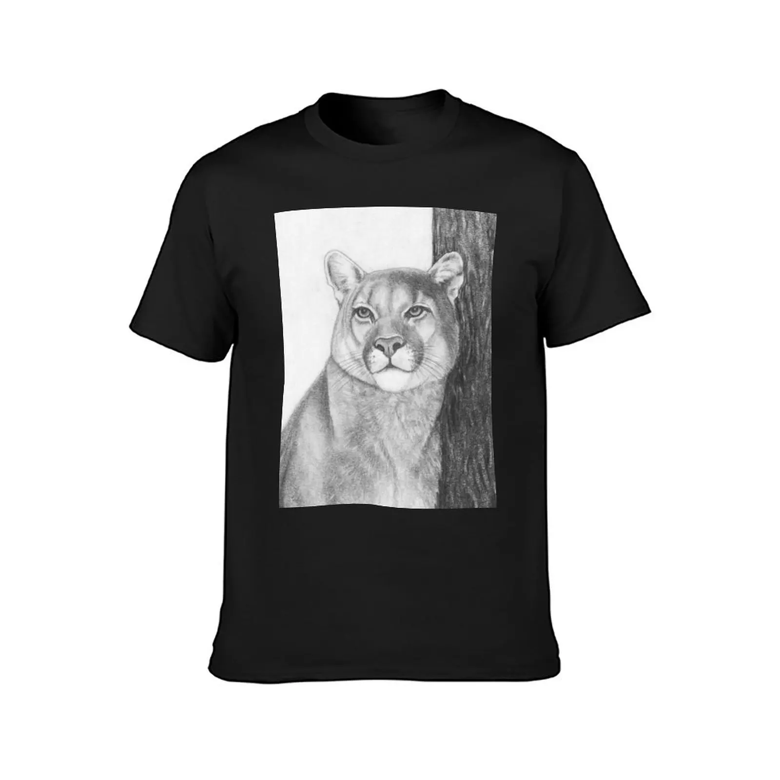 A View from Above: A Mountain Lion Surveys His Kingdom from the Treetops T-Shirt Aesthetic clothing blacks men t shirt