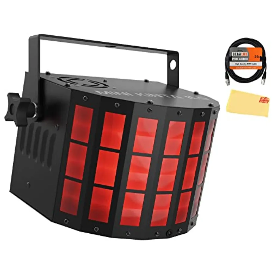 

Mini Kinta ILS Compact LED Effect Light Bundle with DMX Cable and Austin Bazaar Polishing Cloth in Black for Stage Lighting wit