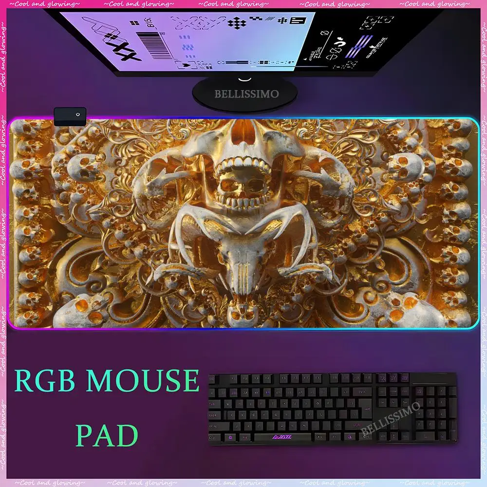 Game console mechanical desk Computer desk accessories Gaming accessories Cute keyboard pad Skeleton Mouse Pad RGB