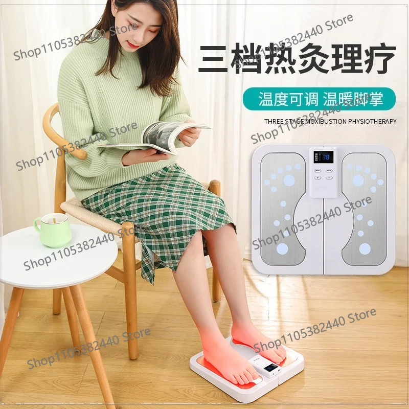 EMS Foot Massager with Heat, Smart Electric Pulse Leg Massage Pad, Acupuncture Vibration Therapy Machine for Home Use