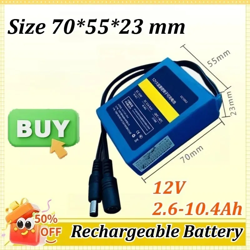 

12V 2.6Ah/5.2Ah/7.8Ah/10.4Ah/20Ah for LED Xenon Lamp Lithium Battery for Monitoring Standby Power Supply Large Capacity Small