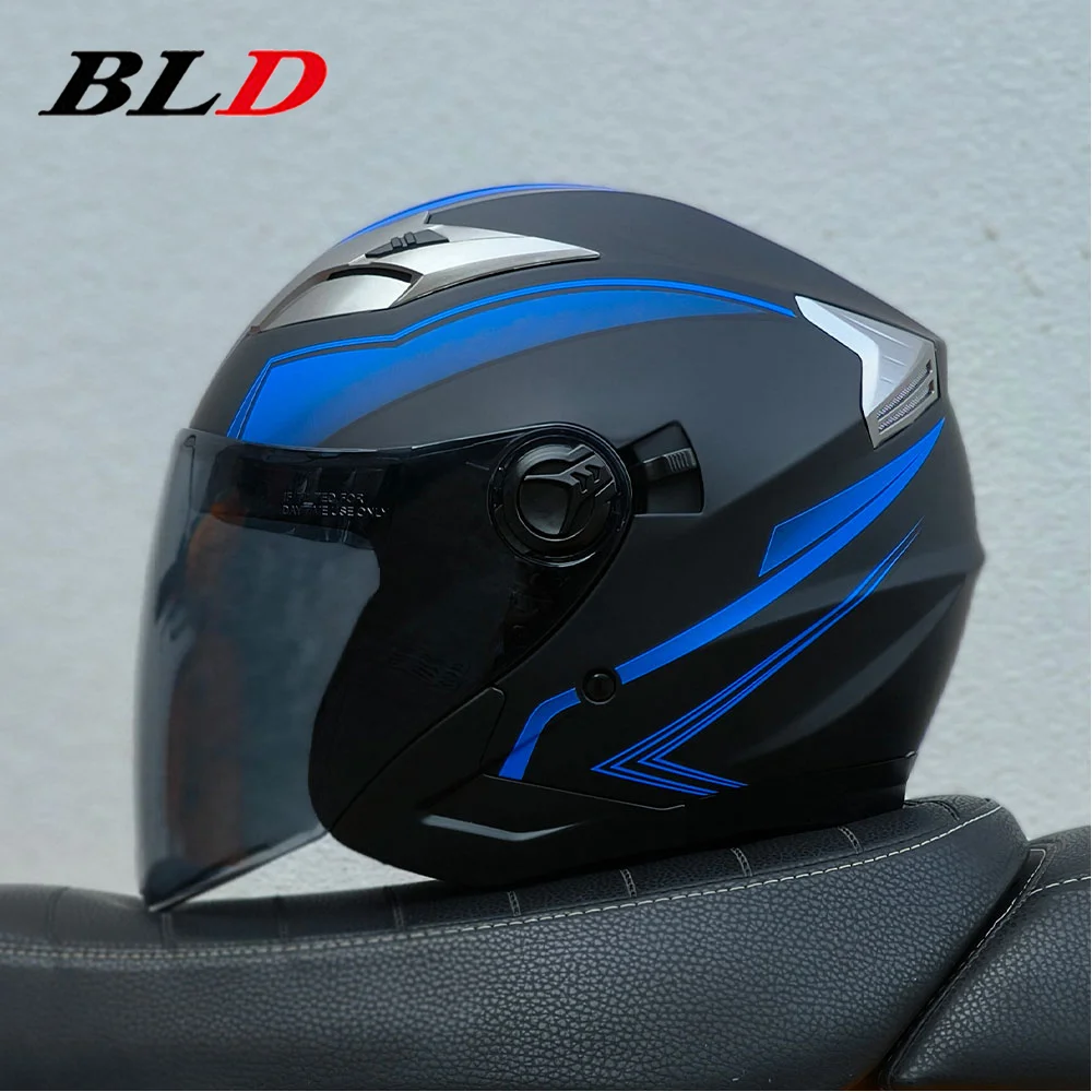 BLD Safety 3/4 Open Face Helmet Motorcycle Bike Scooter Rider Adult Unisex Lightweight ABS Shell Ventilated Adjustable Strap DOT