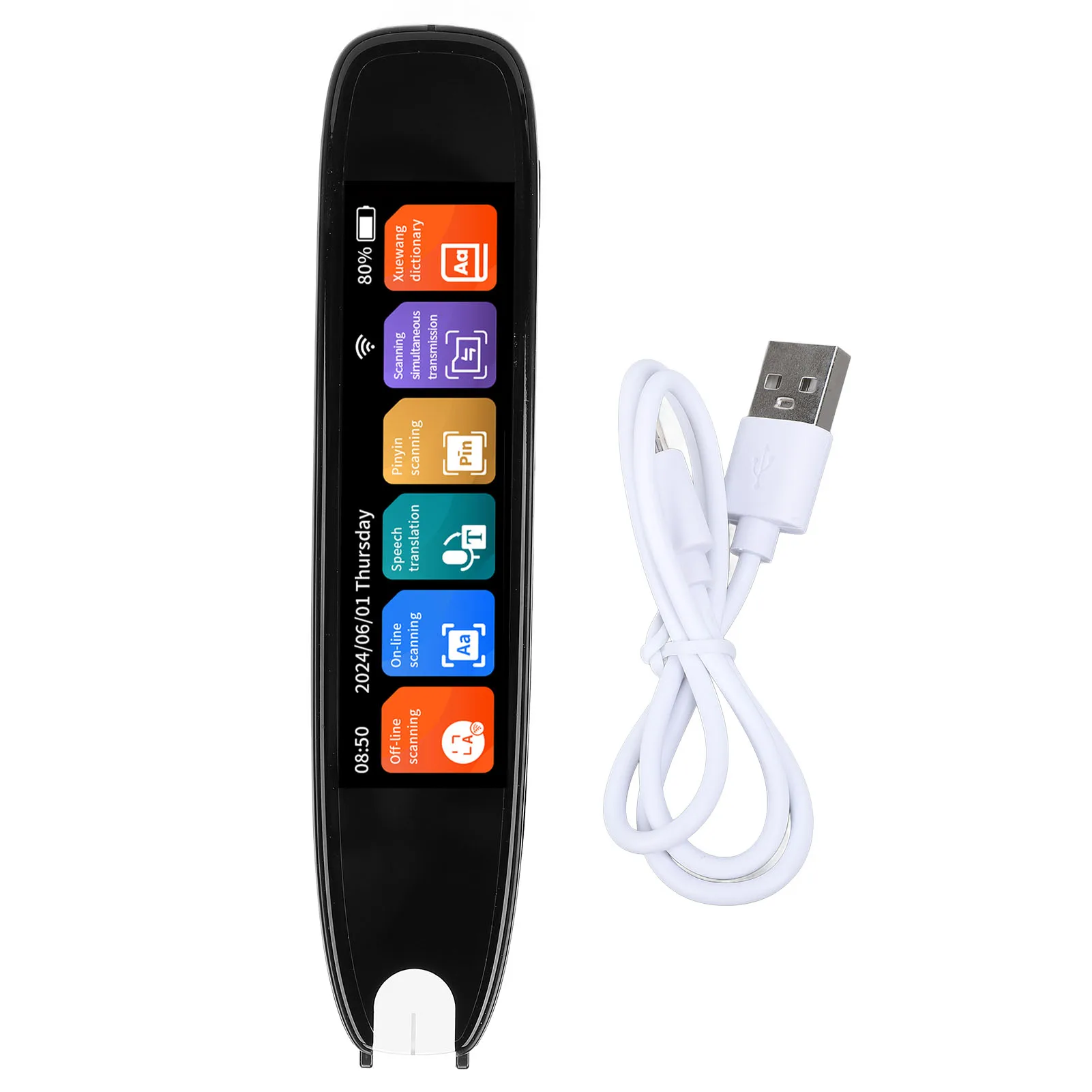 

Цифровой считыватель ручек OCR, переводчик, 820 мАч, 3,69 дюйма, ABS, поддержка 142 языков, зарядка типа C, прочная