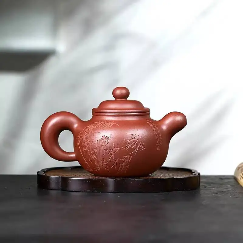 [Changtao]Yixing Famous Artist Shao Fangzhou's Pure Handmade Purple Clay Teapot, Red Skin Dragon, Tao Honglianzi, 325Cc