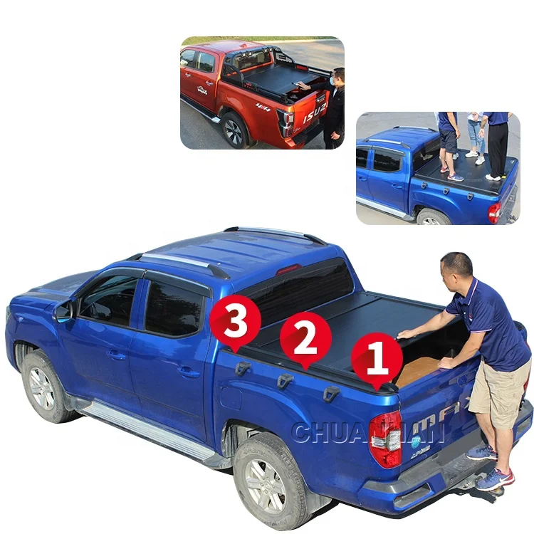 Pickup Truck Cover Retractable Roller Lid Waterproof Roll-up Cover For Navara D23 NP300 2015 Mitsubishi Triton 2024 Folding