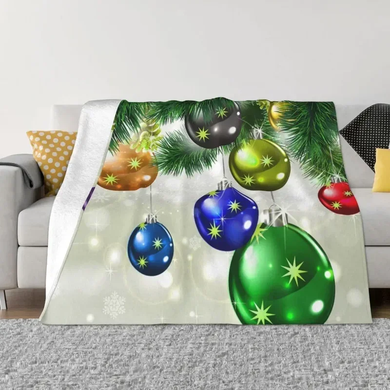 Merry Christmas Balloons Blanket Fleece Summer Air Conditioning Nordic New Year Lightweight Throw Blankets for Bed Car Back Piec