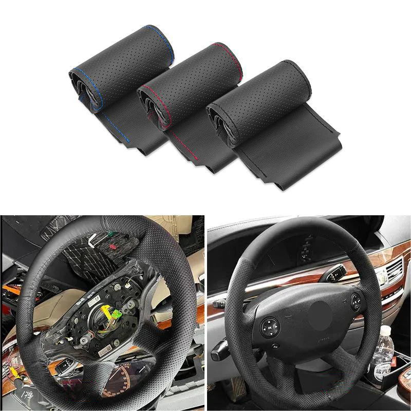 

Hand-stitched Perforated Leather Car-styling Inner Steering Wheel Cover Trim For Mercedes Benz E Class W212 2009 2010 2011 2012