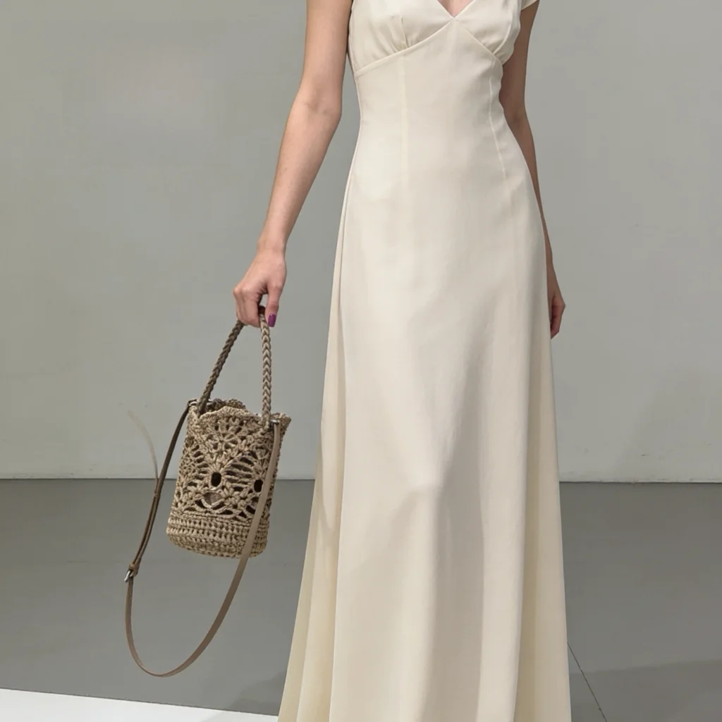 Handmade Hook Knitted Bucket Bag Women's Spring Summer Lace Hollow Beach Shoulder Crossbody Bag Unique Design Sensation Handbag