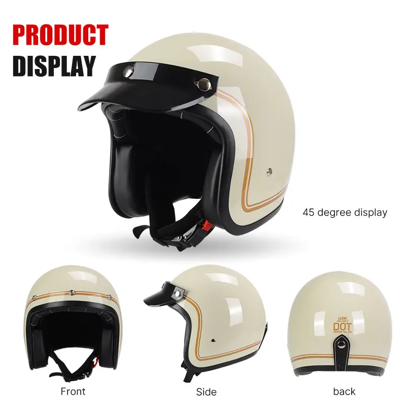 Flames Open Face Helmet Retro 3/4 Motorcycle Helmets Men ABS Shell Safty Cap German Style Jet Helmet Four Seasons DOT Approved