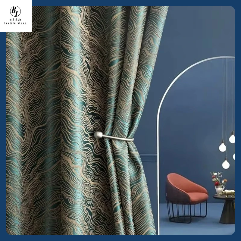 

Modern Fashion Green Luxury High Precision Jacquard Luxury Curtains for Living Room Bedroom Dining Blackout Decor Window Tulle