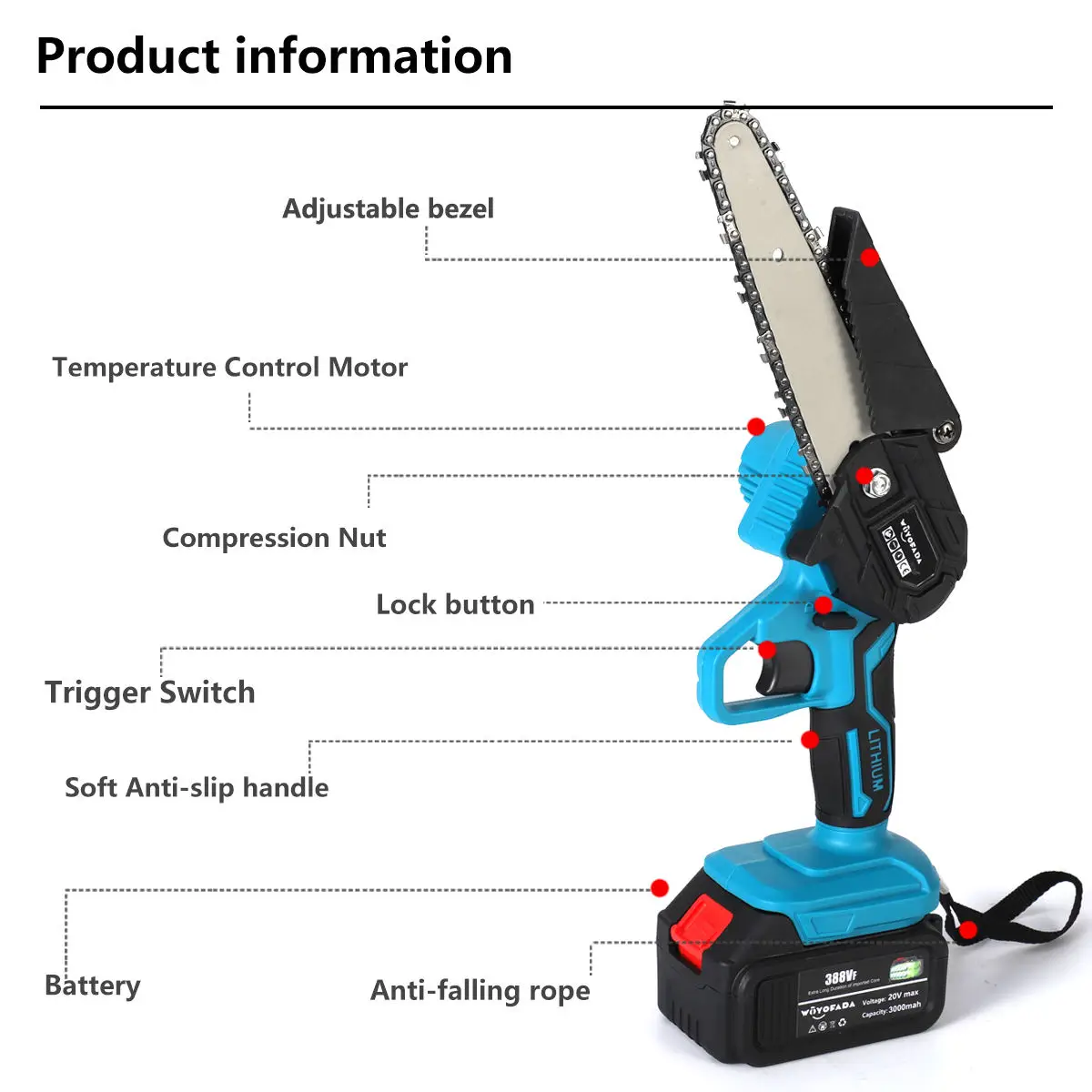 6 Inch Mini Electric Chainsaw Electric Pruning Saw Cordless Garden Tree Logging Trimming Saw Tools For Makita 18V Battery