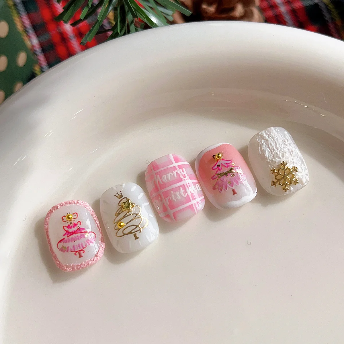 Bronzing Christmas Tree Nail Art Stickers