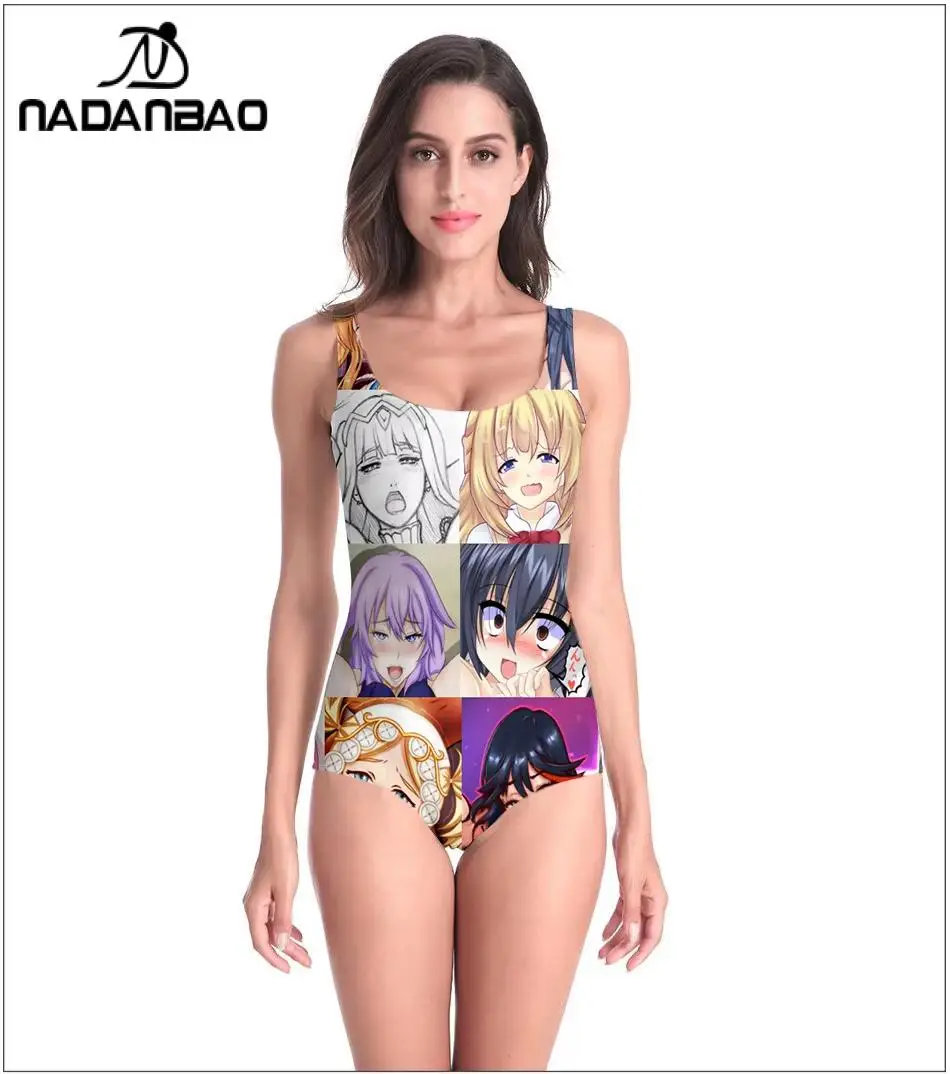 NADANBAO Summer One Piece Swimsuit Woman Beachwear Bathing Suit Cartoon Anime Girl Printed Fancy Sexy Sleeveless Swimwear