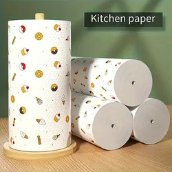 1roll/50pcs/100pcs, Random Printing Lazy Rag,Disposable Kitchen Cleaning Cloth,Washable Wet And Dry Dual-Use Towel,Dishwashing