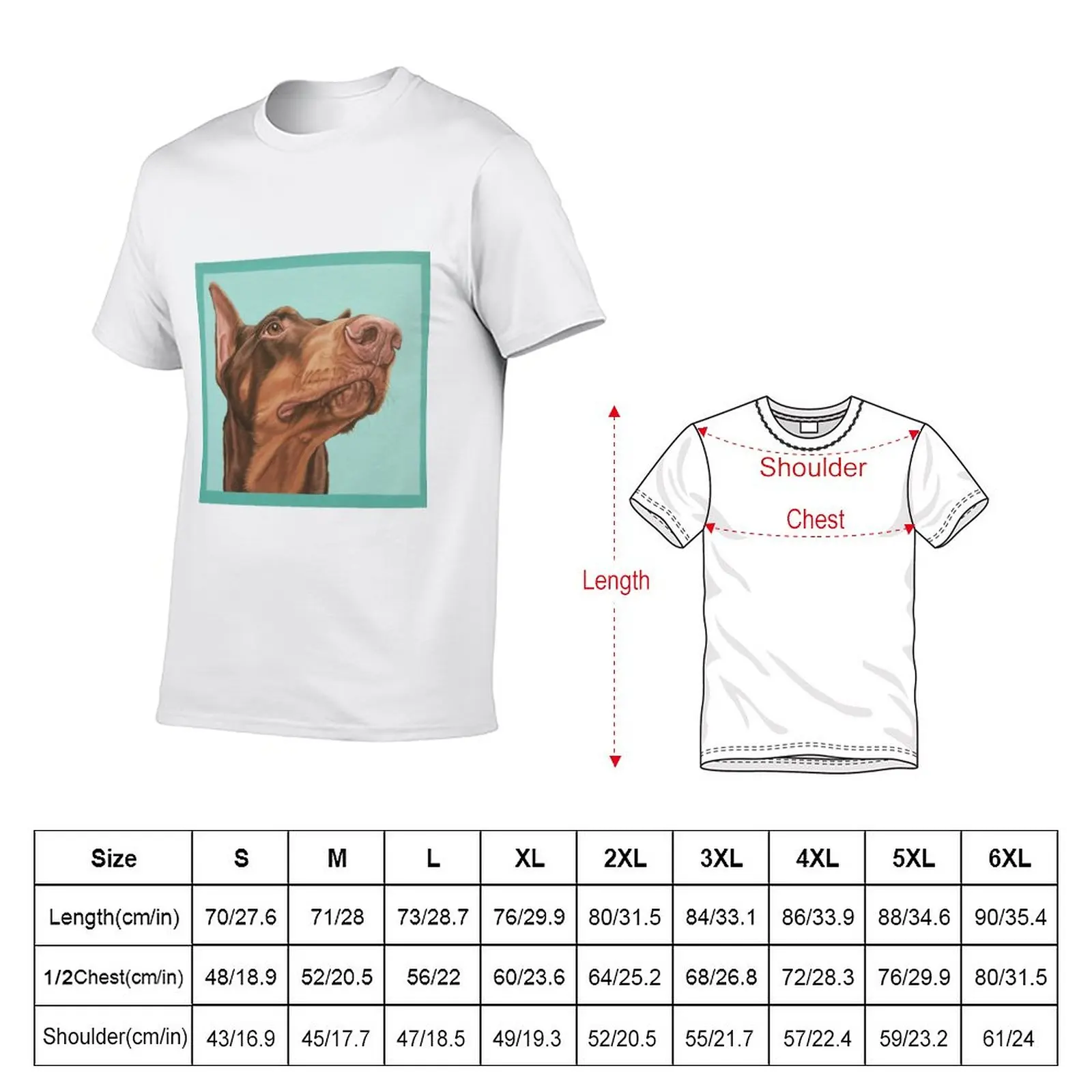 Regal and Majestic Red Doberman Pincher Painting, Dobie Dog Portrait T-Shirt customizeds kawaii clothes tops mens t shirts