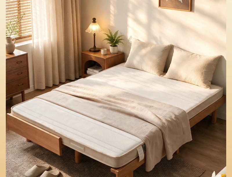 For log wind beech bed small apartment bedroom single  becomes double bed can be pulled and retractable all solid wood
