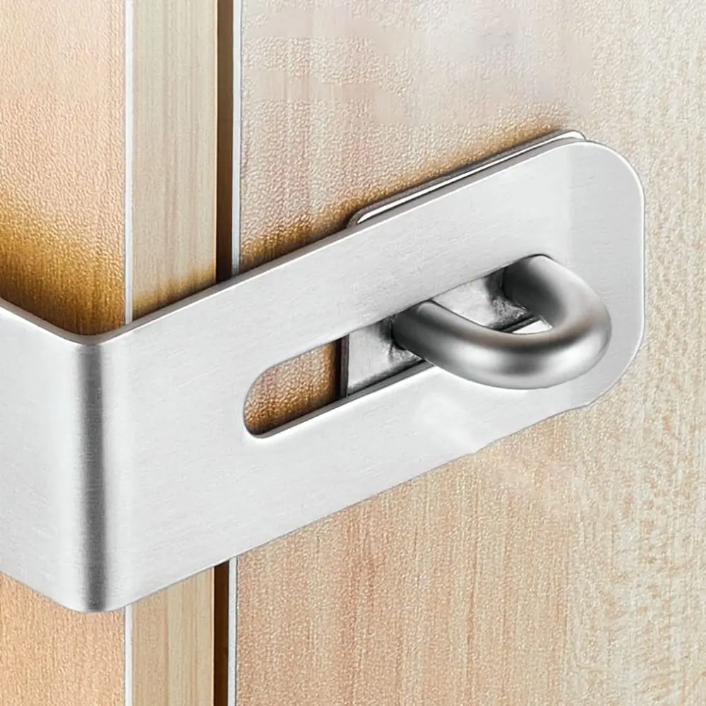 Easy To Install 90° Padlock Hasp Anti-theft Sturdy Lock Plate Buckle Stainless Steel Safety Clasp Lock Drawer