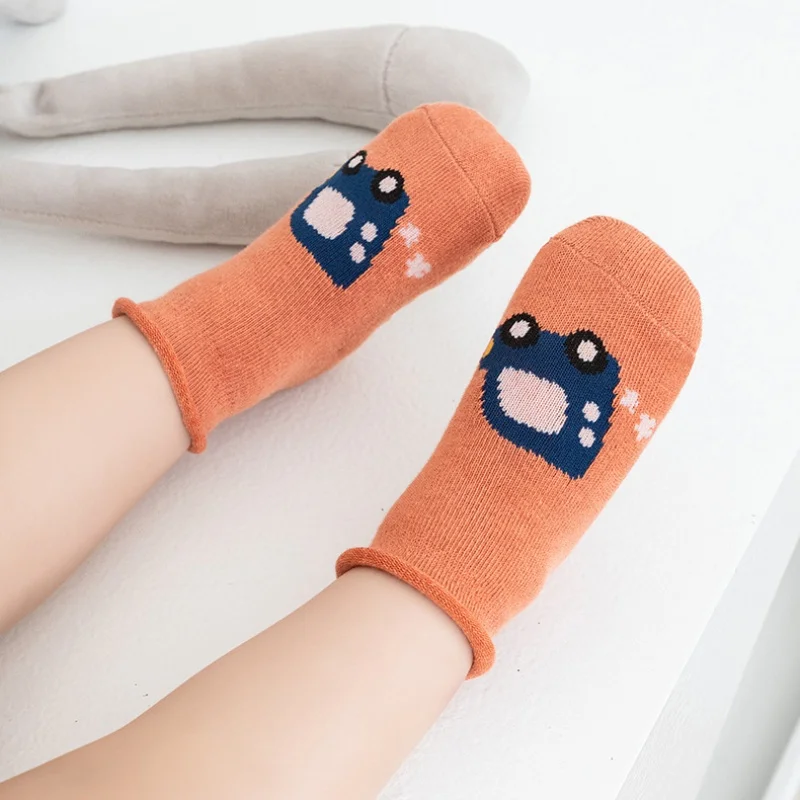 3 Pairs Cartoon Baby Socks Newborn Boy Dispensing Non-slip Curly Edge Cute Animal Baby Boy Girls Socks 0-5 Years