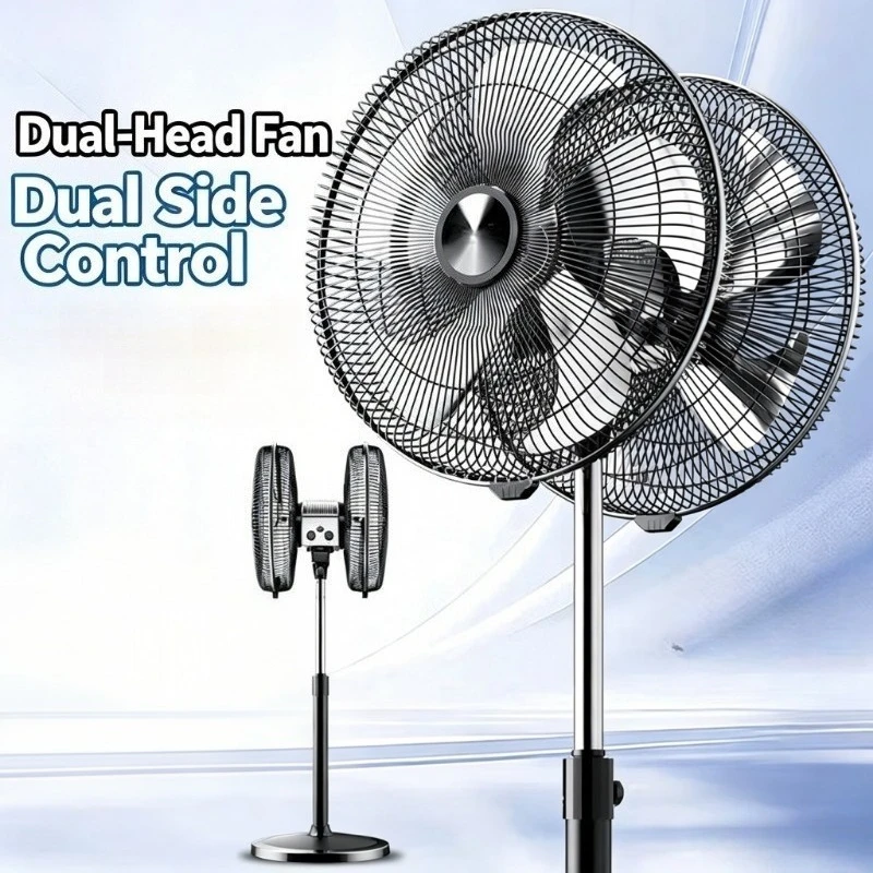 20 Inch Dual Head Oscillating Fan Pure Copper Motor Multi-Speed Control for Patio Restaurant Shop Commercial Industrial Use 220V