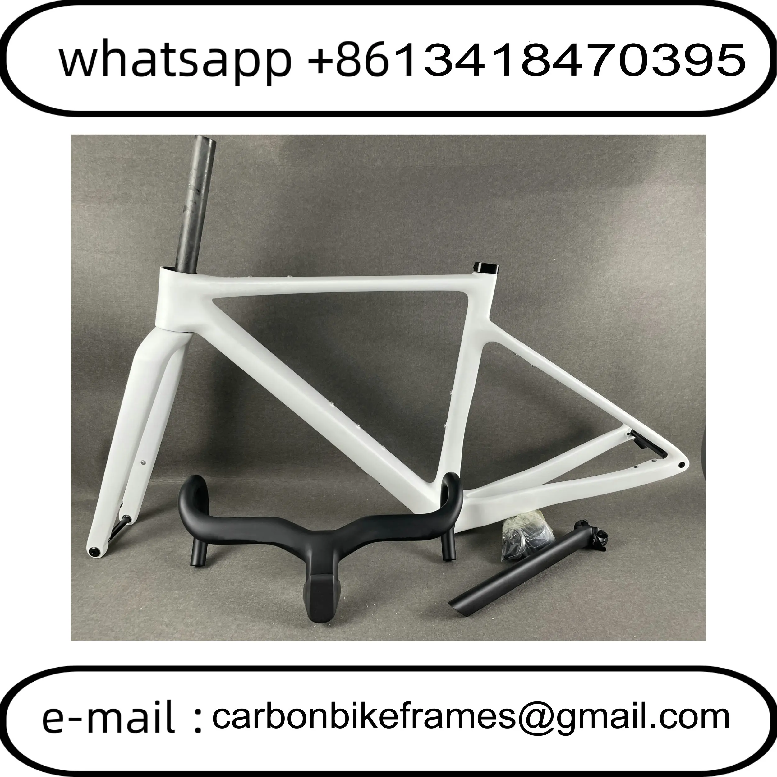 

T1100 White Addict Gravel Road Carbon Frame Bike Frameset BB86 Disc +Handlebar DPD