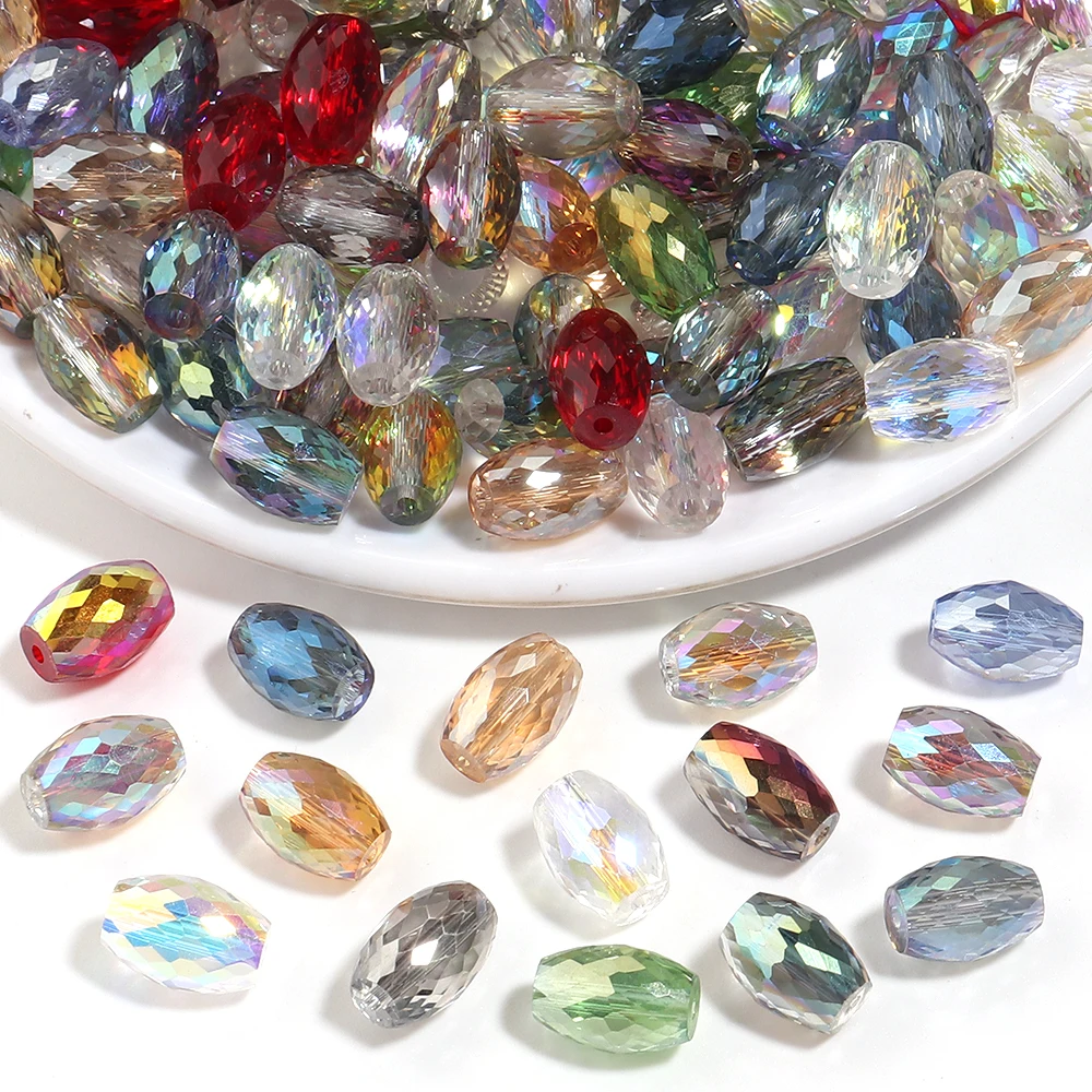 20 Stück 8x11mm ovale, zylindrische, facettierte Kristallglasperlen, lose Abstandsperlen für die Schmuckherstellung, DIY-Armband- und Halskettenzubehör – Detail 3