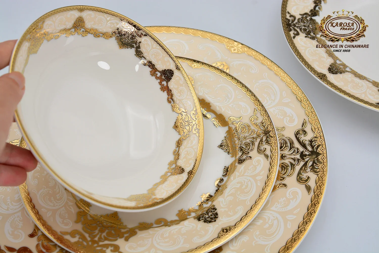 24 pcs household dishes & plates and bowls set golden porcelain dinner set ceramic dinnerware sets