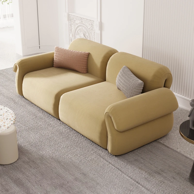 Fabric sofa, small unit size, three or four person seating, straight lined velvet sofa