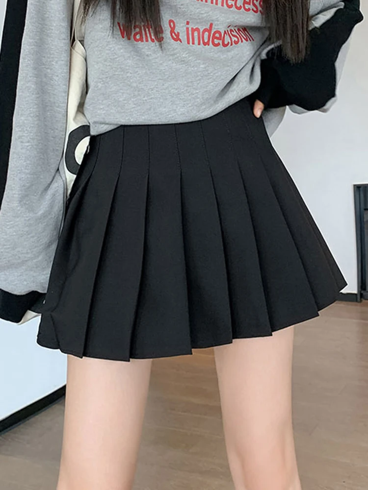 zjaiss White Women Pleated Skirts Summer High Waist Zipper Girls Dancing JK Mini Skirts Black Fashion Student A Line Faldas 2024