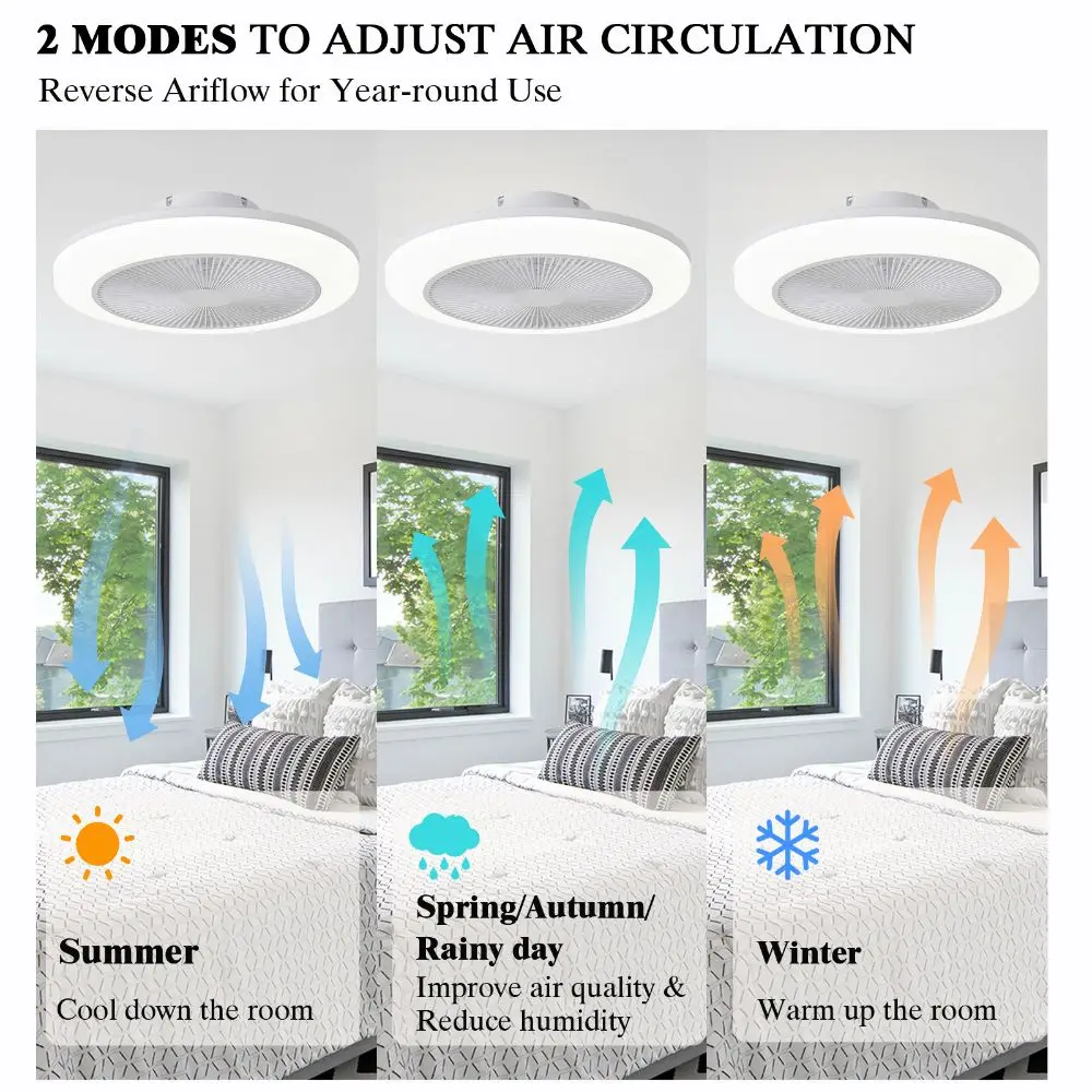 2-in-1 LED Fan Light 3 Light Mode Silent Crystal Fan Light Rotatable with Remote Control LED Light Ceiling Fan Restaurant