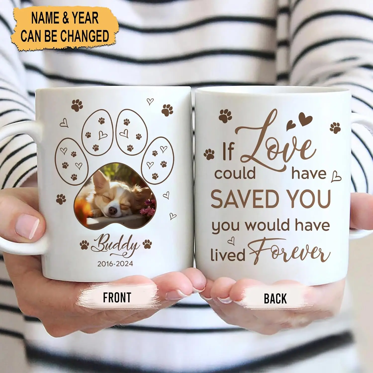 Personalized Memorial Mug For Cat Dog Lover - Sympathy Gift For Pet Mom Owner - Remembrance Gift For Pet Death