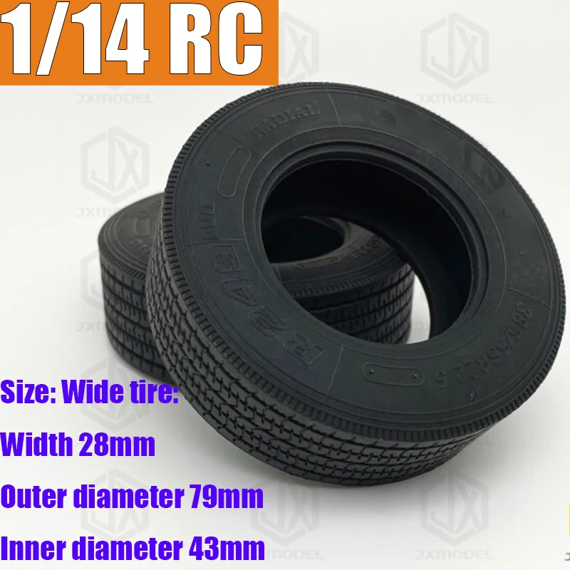 1 Pair of Wide Rubber Tires for 1/14 RC Truck for JXmodels for SCANIA 770S R620 for Volvo FH16 for ACTROS 3363 Car