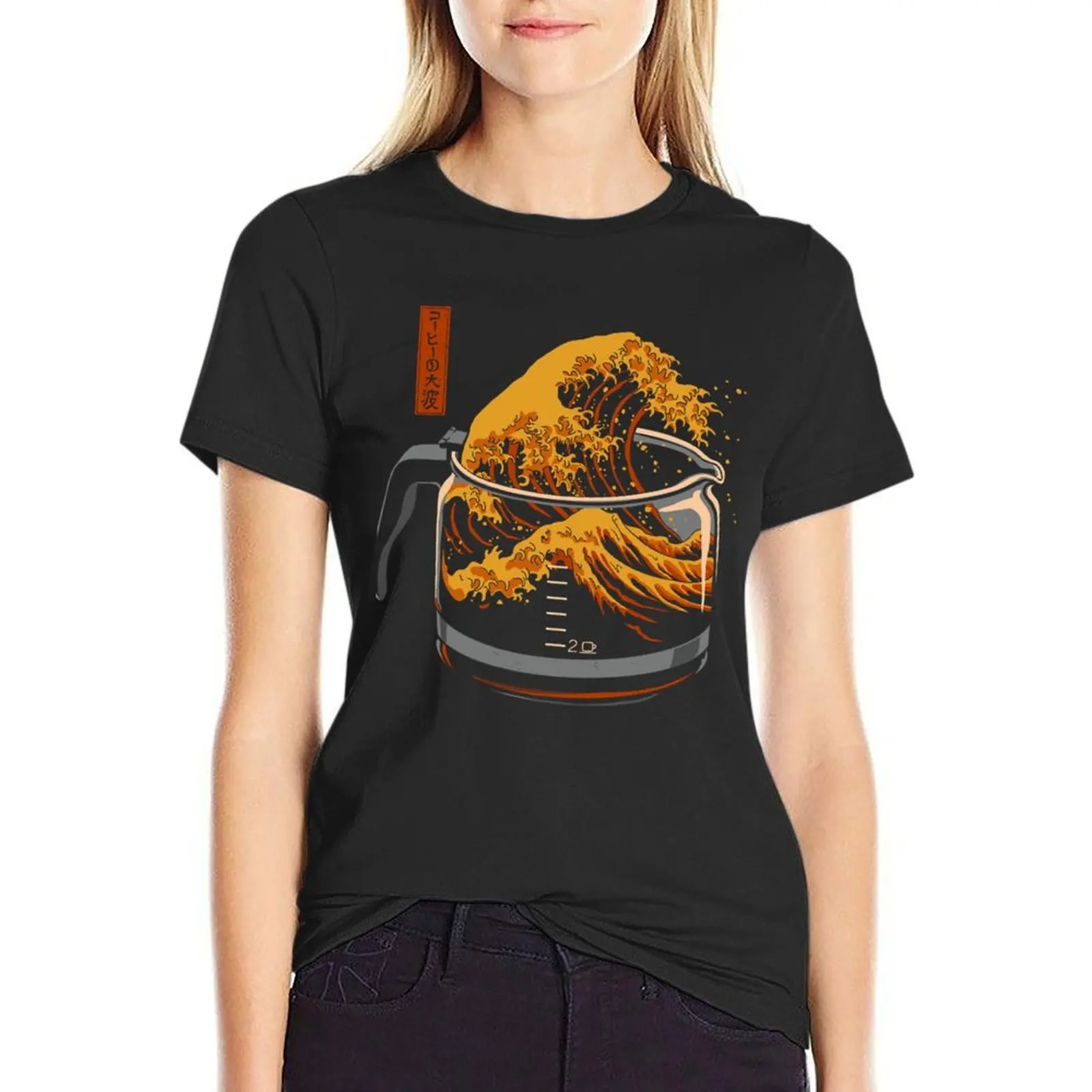 The Great Wave of Coffee T-Shirt shirts graphic tees animal print oversized t shirt for Women