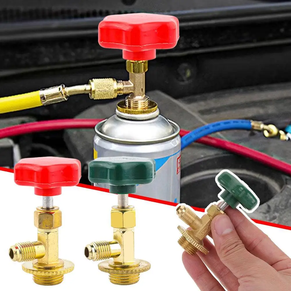 Adaptador de rosca SAE 1/4, grifo automático de CA para R12 R600 R22 R134a R410A, válvula de grifo de Gas, abridor de botellas, piezas de válvulas de globo de desviación