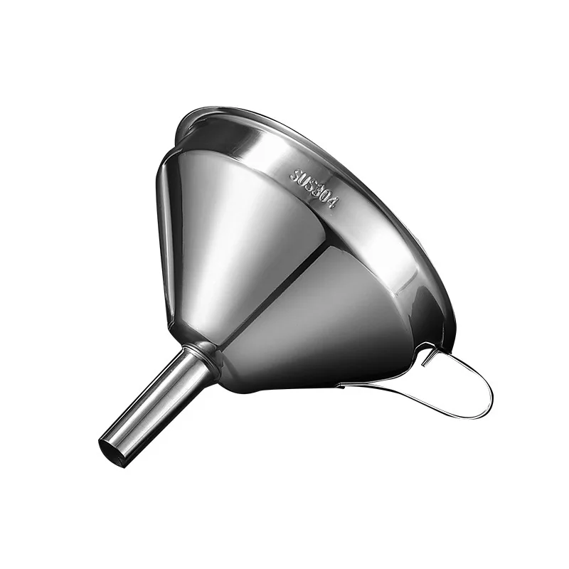 304 Stainless Steel Pouring Funnel Large Opening Liquid Oil Funnel Durable Reinforced Household Kitchen Ware Tools