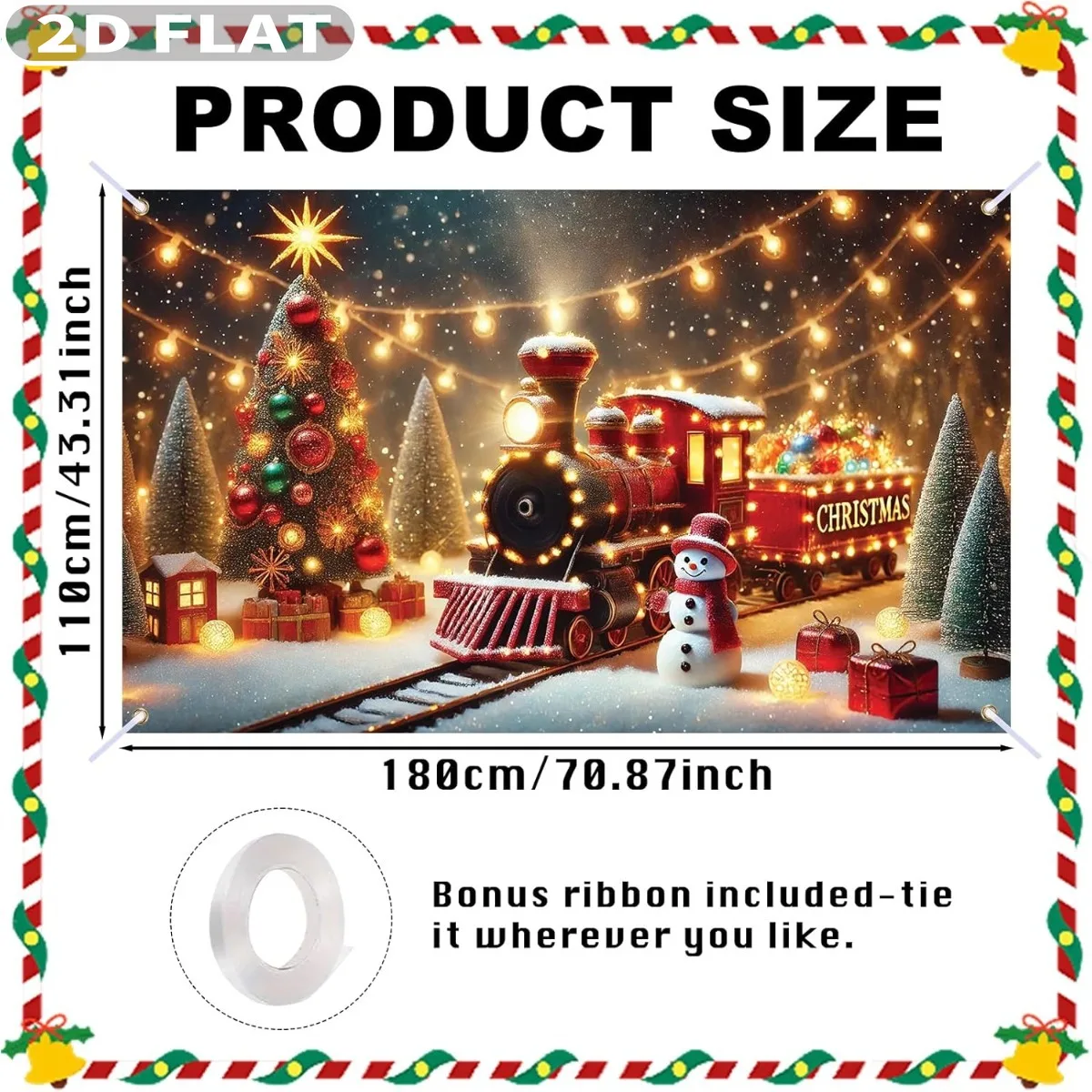 1pc Christmas Tree & Gifts Large Christmas Banner, 71x43Inch Banner