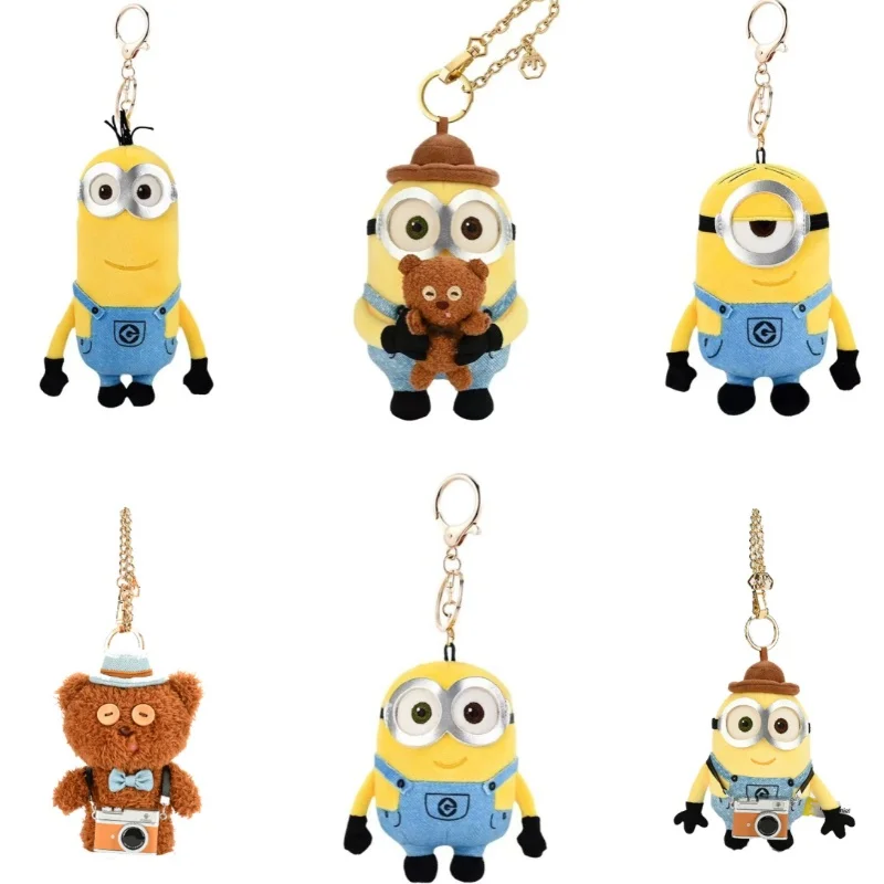 Cartoon Anime Minions Plüschpuppen Stofftiere Taschenanhänger Plüsch-Schlüsselanhänger Weihnachts-Geburtstags-Abschlussgeschenke für Kinder