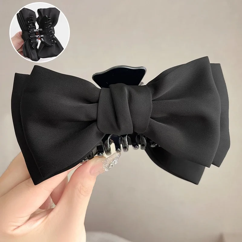 New Korean Bow Hair Clip for Women's Solid Color Butterfly Sweet Temperament Shark Clip Hair Accessories Girl Headwear