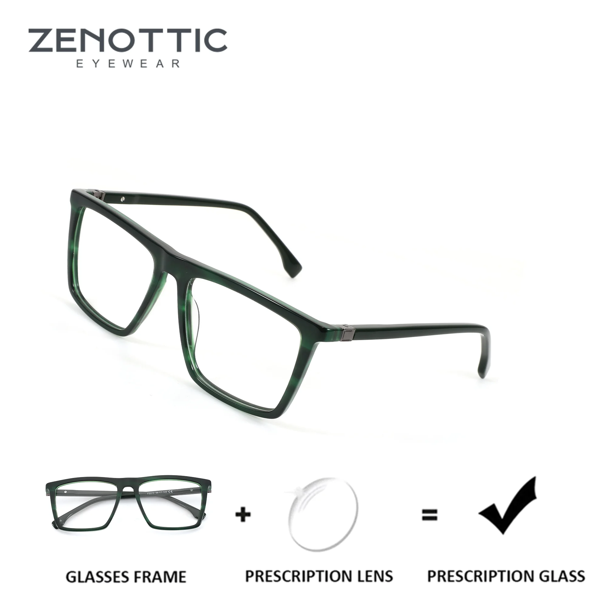 

ZENOTTIC (размер XL) квадратные очки из ацетата для мужчин, прогрессивные оптические очки на заказ, фотохромные линзы