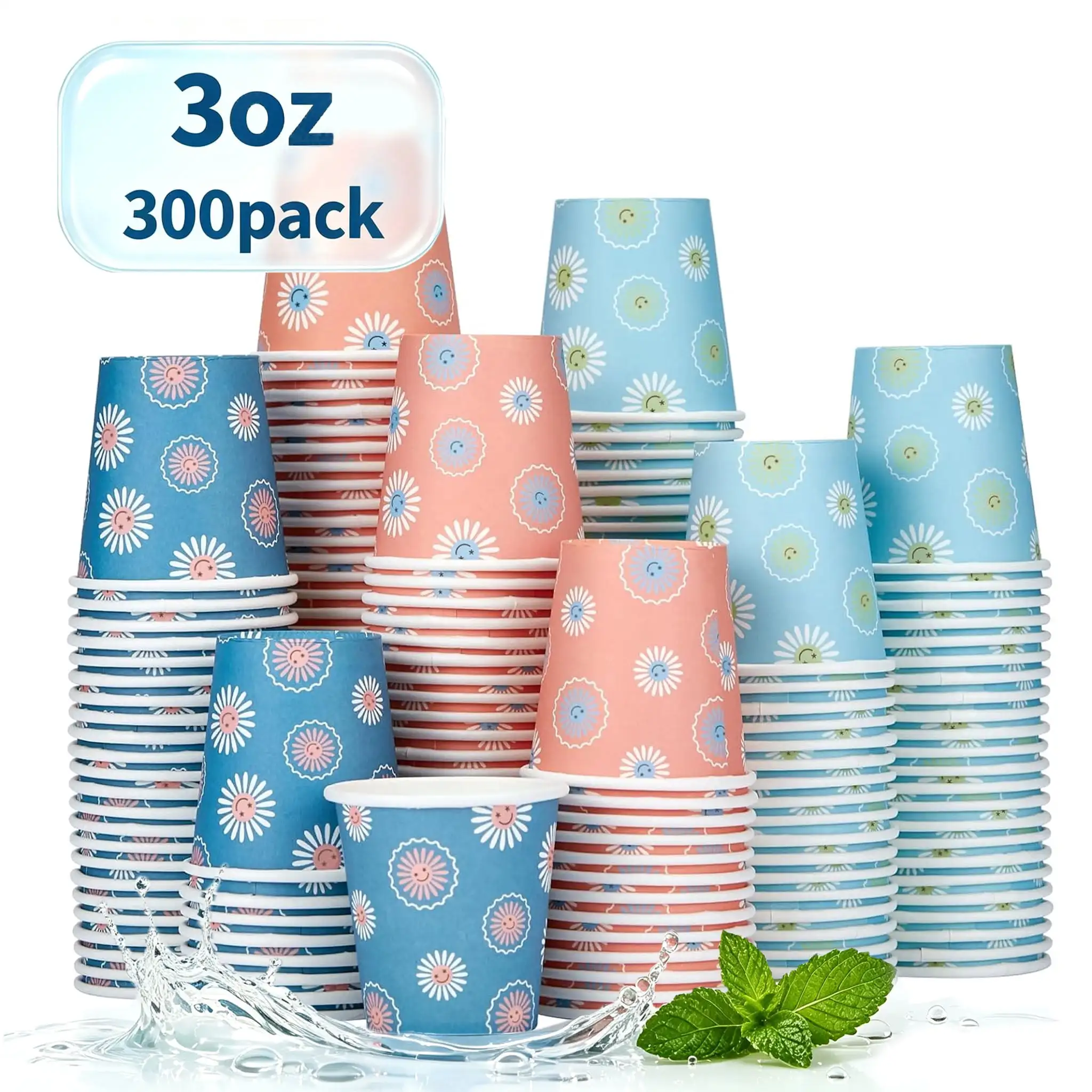 3 Oz Disposable Paper Cups, Small Bathroom Cups, Sample Cups, 300 Count