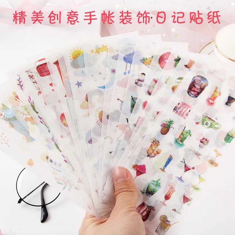 6 Sheets/set, Creative Hand Account Stickers, Small Fresh and Cute Diary Hand Account DIY Goo Plate Decorative Sticker Set
