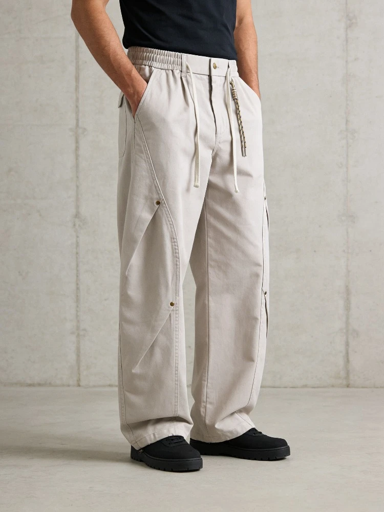 

Spring American Casual Pure Cotton Overalls Men's Loose Drawstring Versatile Wide-leg Scimitar Pants Men Clothing Cargo Pants