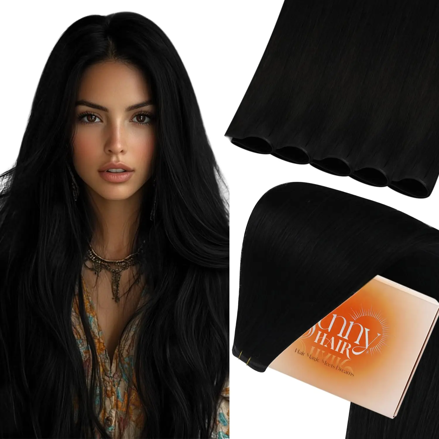 Sunny Hair Genius Inslaghaarextensies Echt haar Naai-in extensions Genius Menselijk haarinslagen Braziliaans haar voor dames